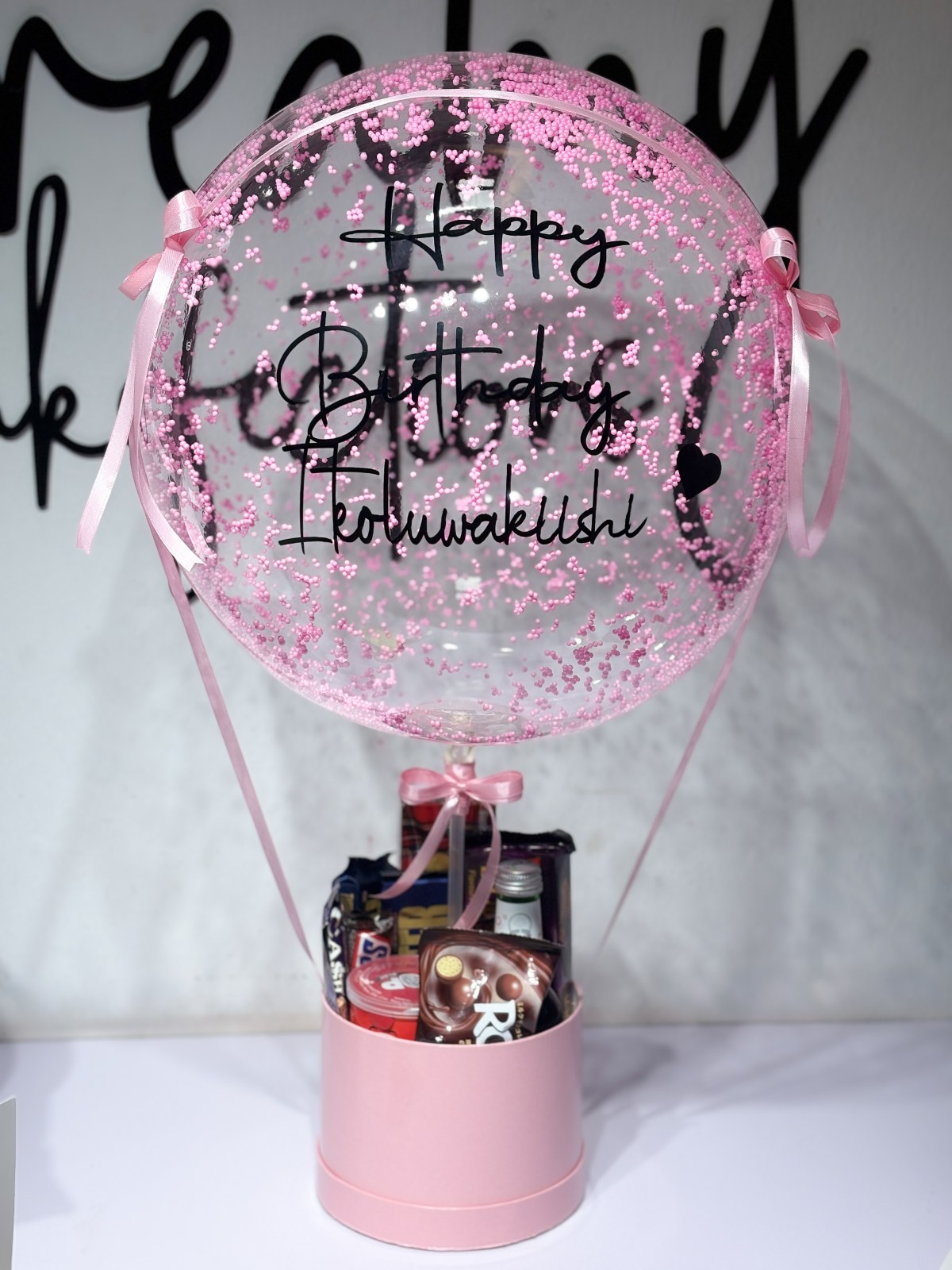 Pink Confetti Balloon Treat Box